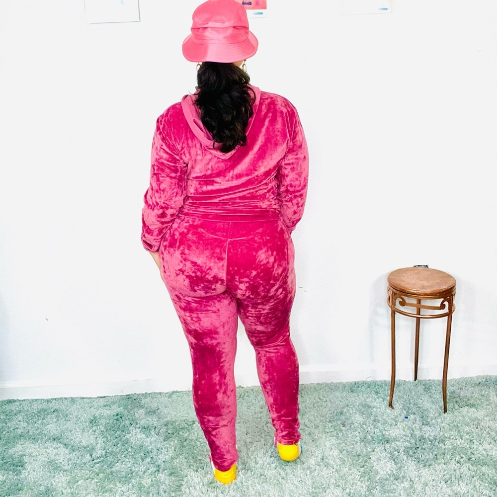BFF Velour Jogger Set: Burgundy - Picture 8 of 12